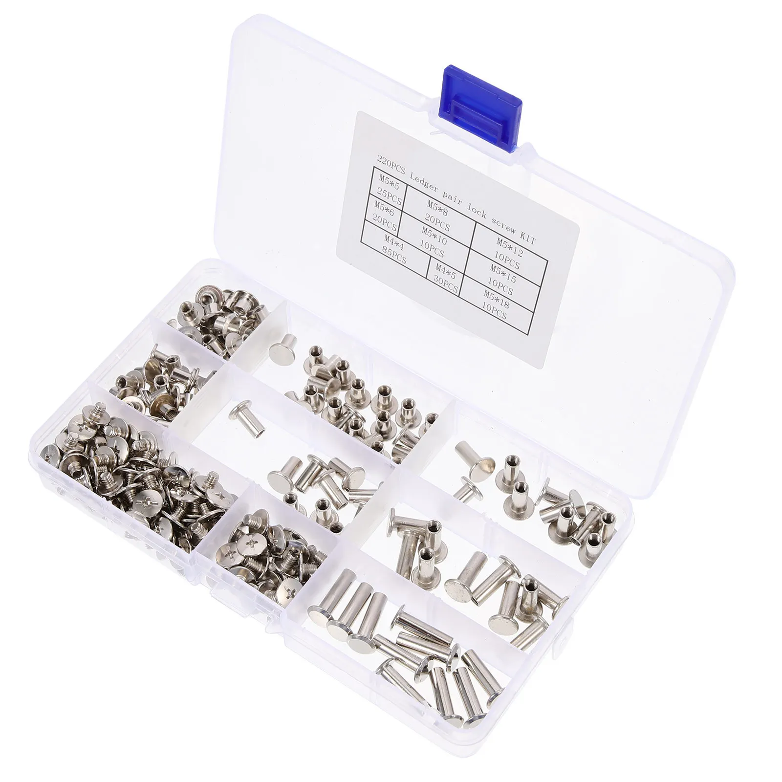 

220Pcs Binding Screw Posts Carbon Steel Inner Threaded Scrapbook Screws for Photo Album Craft DIY Binding Screw Post