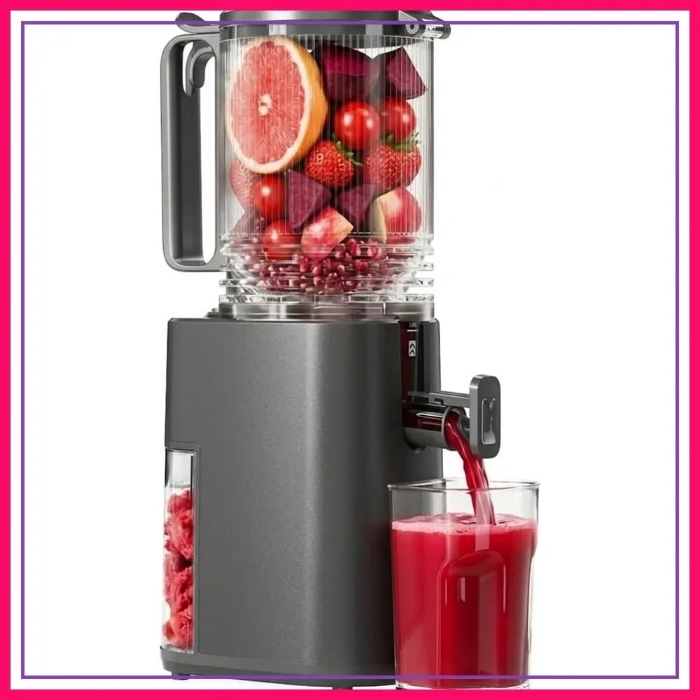 

5.5" Wide Feed Chute Cold Press Juicer, Slow Masticating Juicer for Whole Fruits & Vegetables, Gray