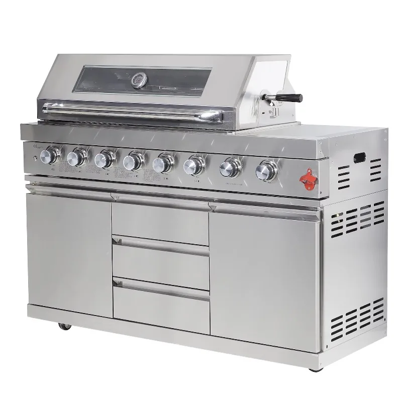 Factory Wholesale Price Premium 6-Burner Freestanding Gas Grill with Infrared Rear Burner for Outdoor BBQ