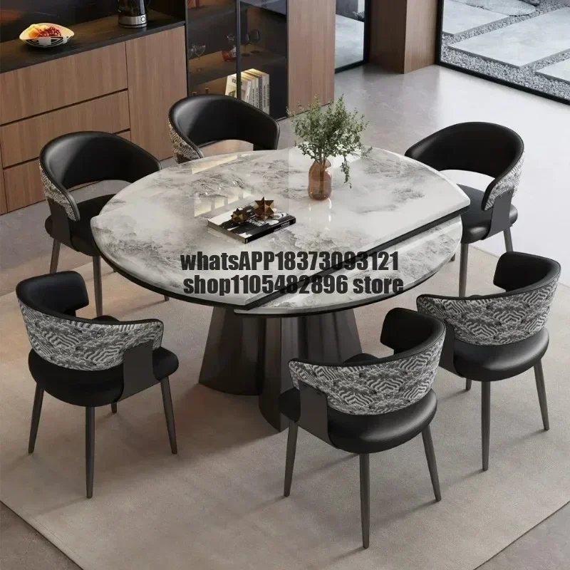 Marble retractable square two-purpose dining table and chair combination luxury minimalist Dining Tables Dining Room Furniture