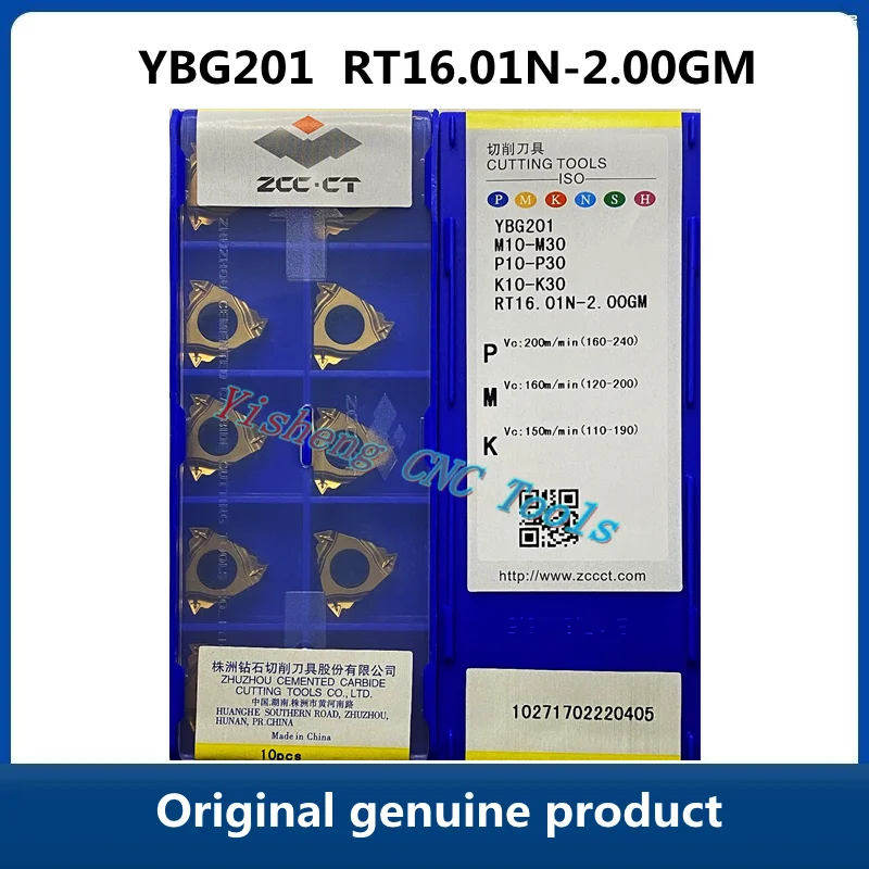 

Free Shipping Original ZCC CT YBG201 RT16.01N-2.00GM YBG205 Carbide Inserts CNC Threaded turning tools Lathe Cutter Tools