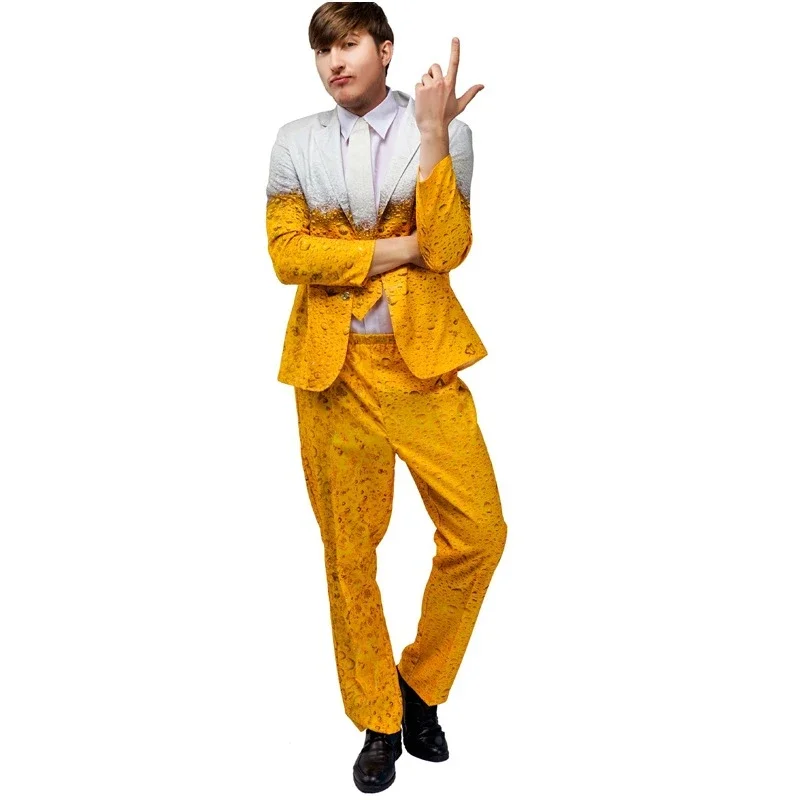 Men\'s Oktoberfest Suit Costume Bavarian Beer Cosplay Dress Up Adult Suit Clothes Role Play Yellow Beer Party Fantasia Costumes