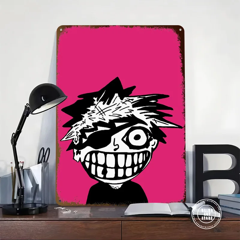 Green to Day Cartoon Character With Eye Patch 3D Texture Metal Poster Customized Wall Art Tin Sign Gift for Mancave Man Cave