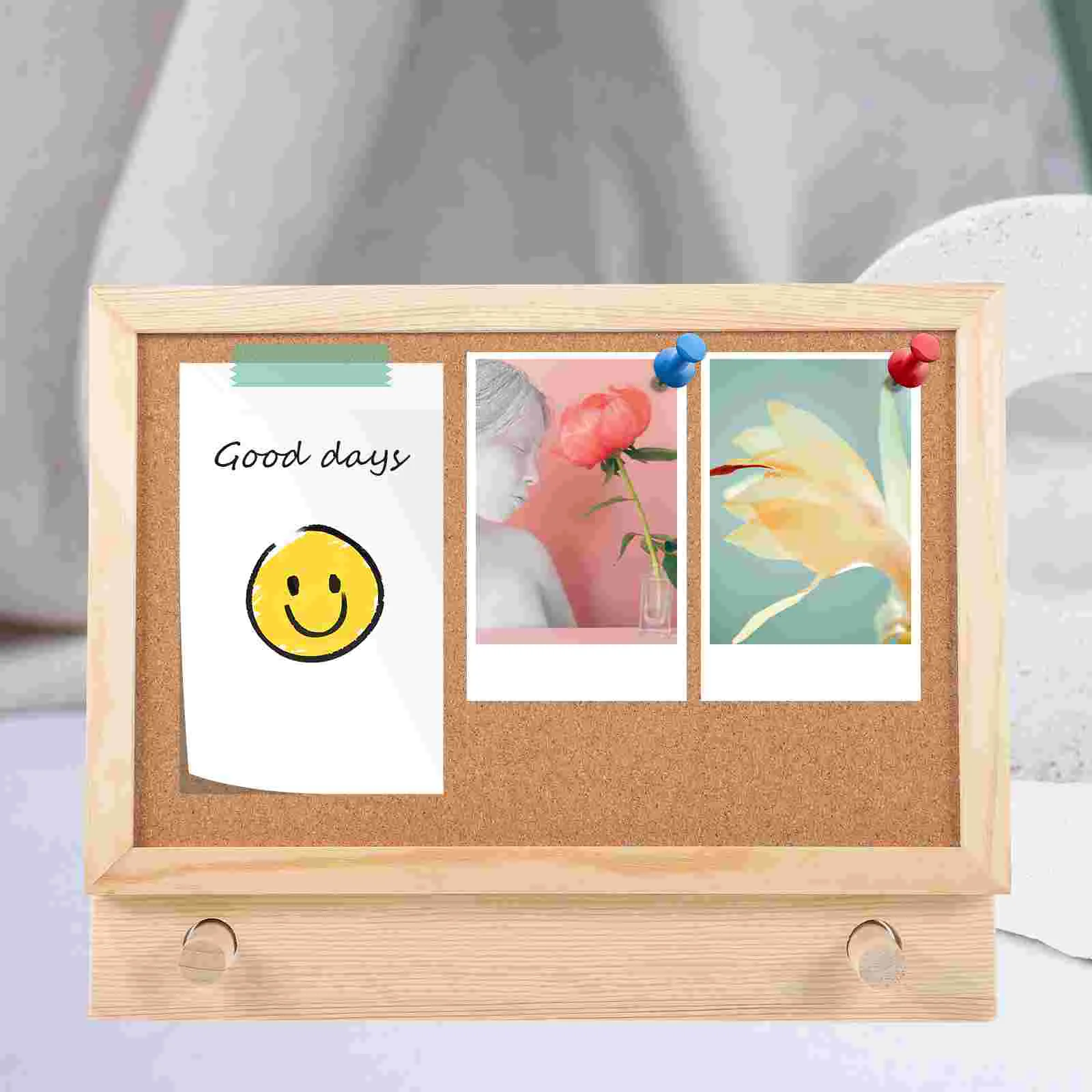 

Office Note Board Wall-mounted Photo Display Small Bulletin Easel Cork Memory Boards for Walls Wooden Pin Push