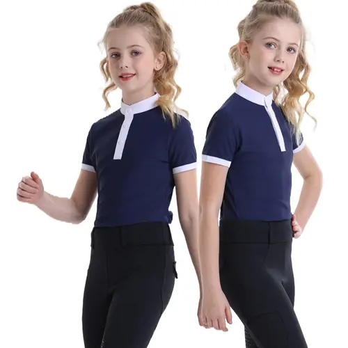 Imagen 2 del producto Camiseta ecuestre de manga corta de verano para niños, ropa ecuestre para niños, manga corta de verano, secado rápido, alta elasticidad