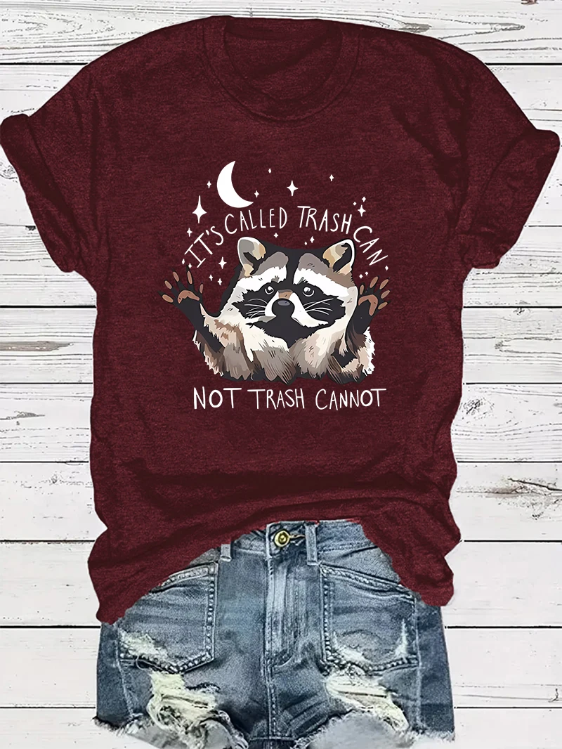 IT'S CALLED TRASH CAN NOT TRASH CANNOT Letter Print Women T Shirt Short Sleeve Crew Neck Summer Casual Tops for Women Clothes