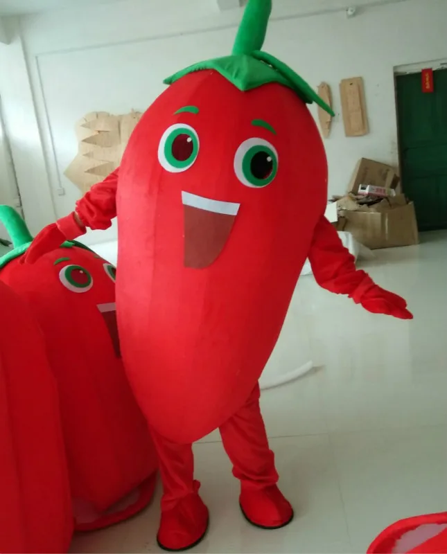 Vegetables Theme Anime Cosplay Costumes Cartoon Charactor Red Pepper Mascot Costumes for Sale Halloween Carnival Fancy Dress