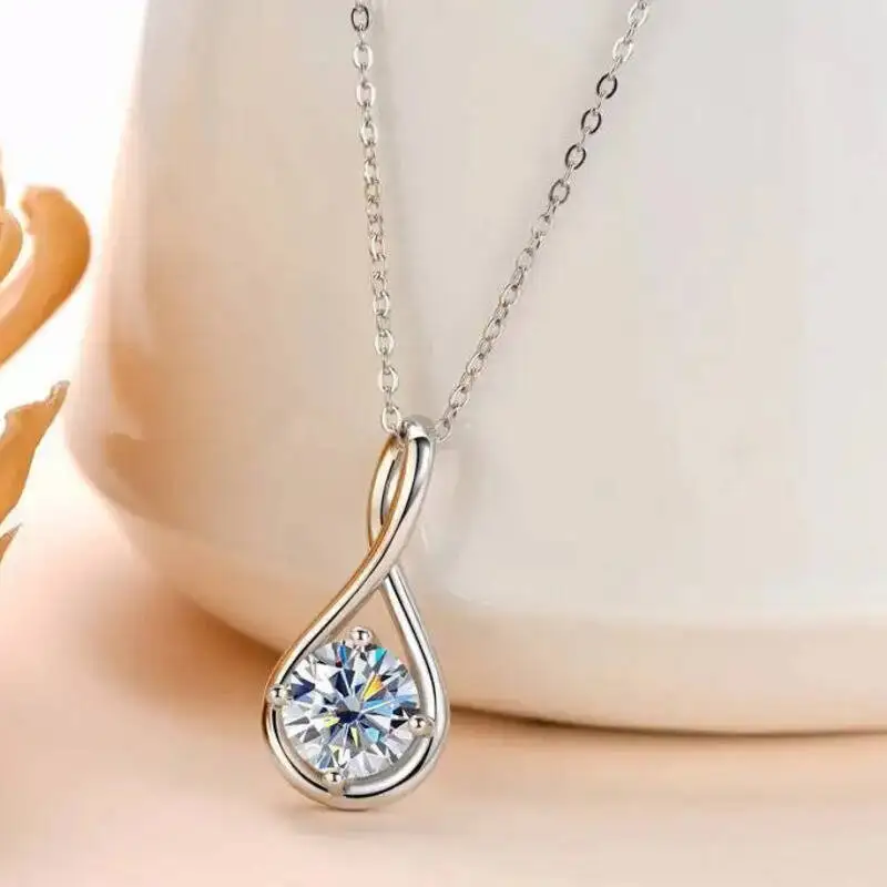 

JoiasHome 2CT Moissanite Necklace 100% 925 Sterling Silver Minimalist Design GRA Certified Fine Jewelry For Women