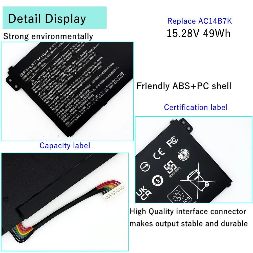 Laptop battery For Acer Nitro 5 AN515-42 Swift SF314-52 AC14B7K SF314-52-536Y SF314-52-573L for Spin 5 SP515-51GN