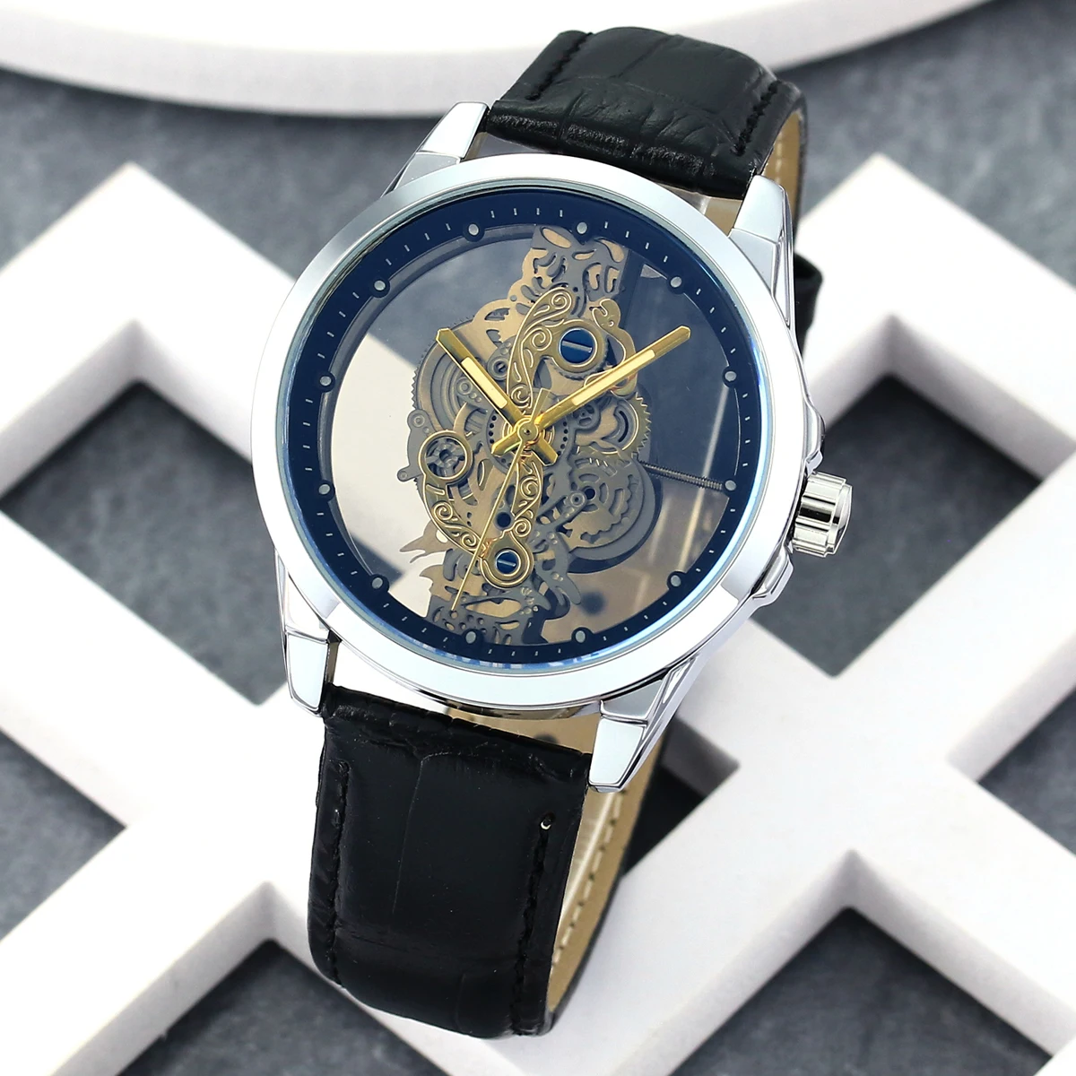 

Мужские водонепроницаемые деловые часы с вырезом, роскошный кварцевый ремешок для часов, водонепроницаемые, полые