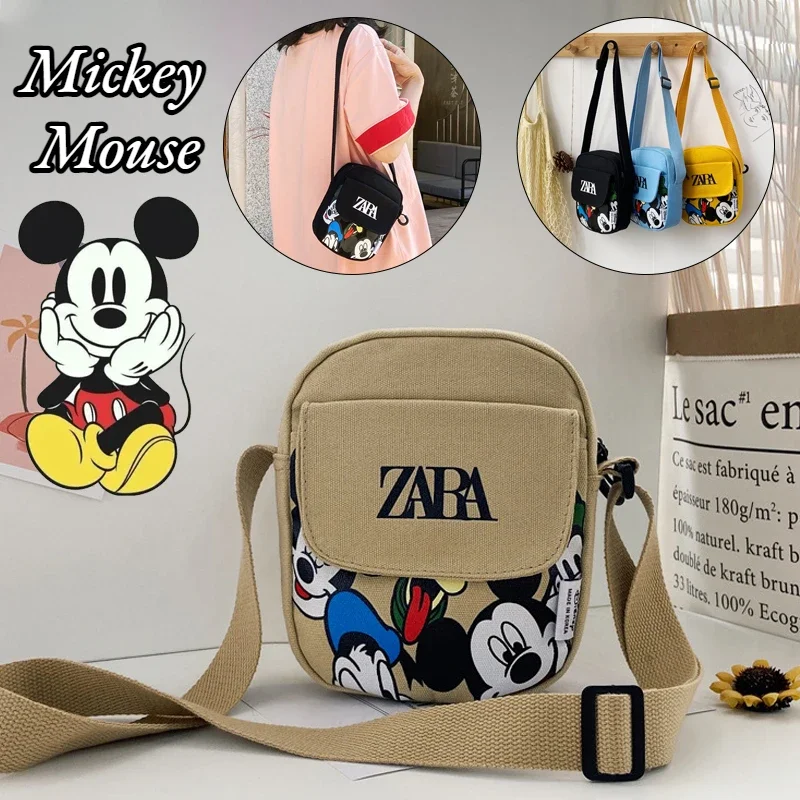 Disney Mickey Mouse Women Canvas Shoulder Bags Adjustable Strap Casual Crossbody Bags Cartoon Women Handbags Messenger Bags Gift