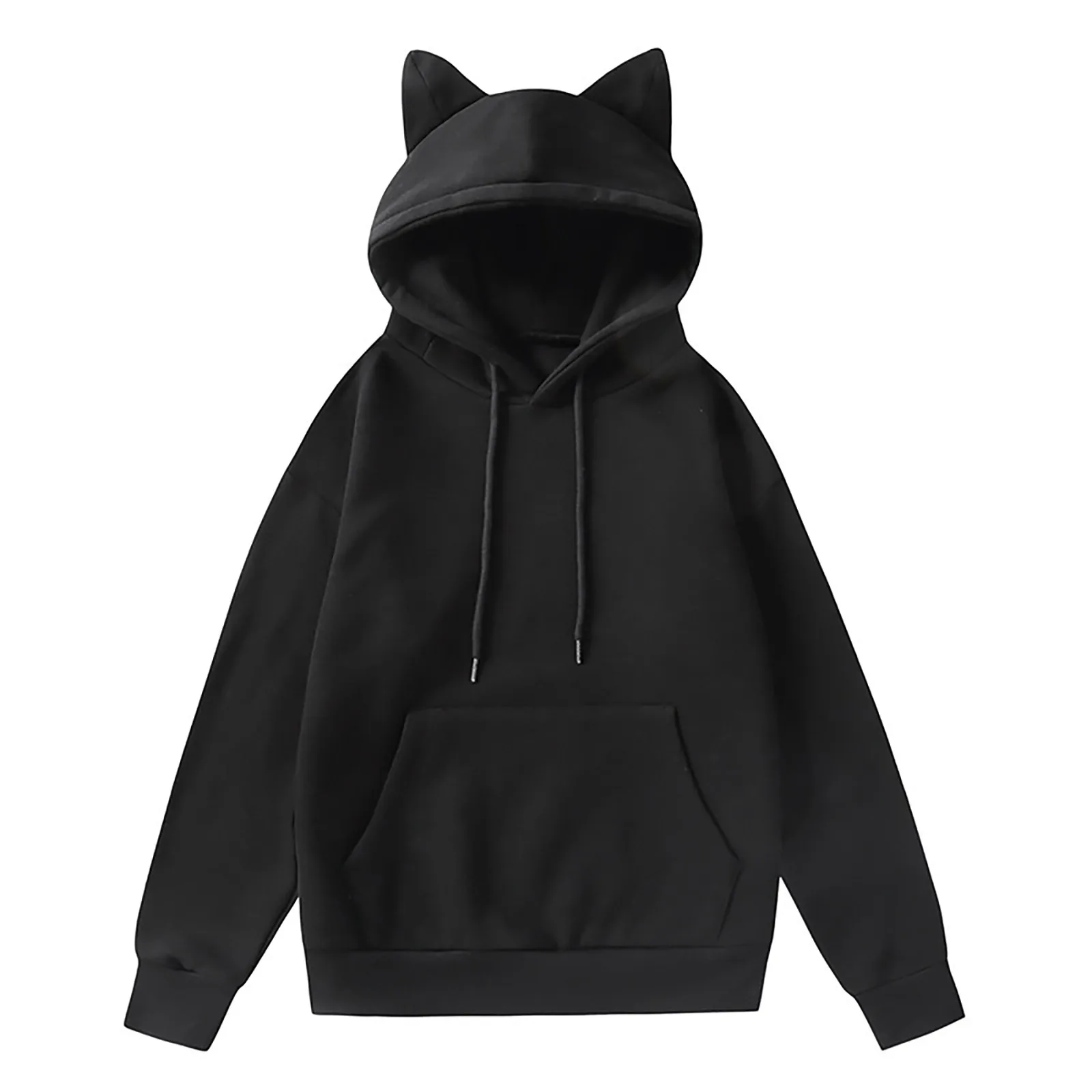 Women\'S Sweatshirt Sweatshirt Pink Hoodie Pullover With Cat Ear Long Sleeve Drawstring Tops Female Overcoat Kanga Pocket Cloth