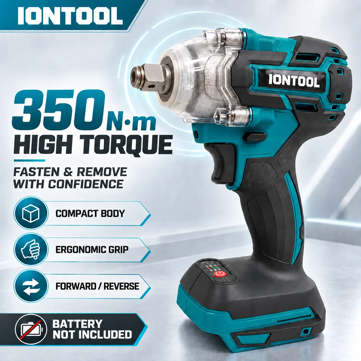 IONTOOL DTW285 Cordless Impact Wrench 350N High Torque 1/2 Inch 3500RPM for Lug Nut Removal and DIY Maintenance Tool Only