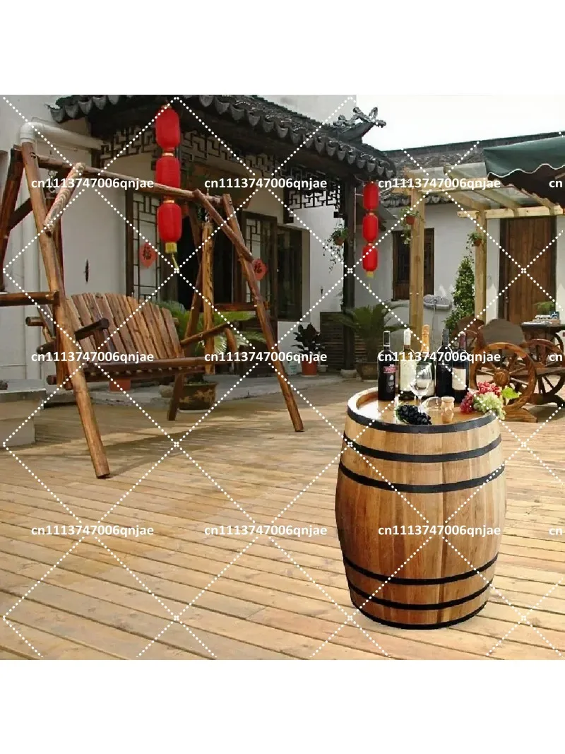 Oak Barrel Solid Wood Wine Beer Baijiu Storage Container for Home Bar Wedding Photography Decoration Customizable Size