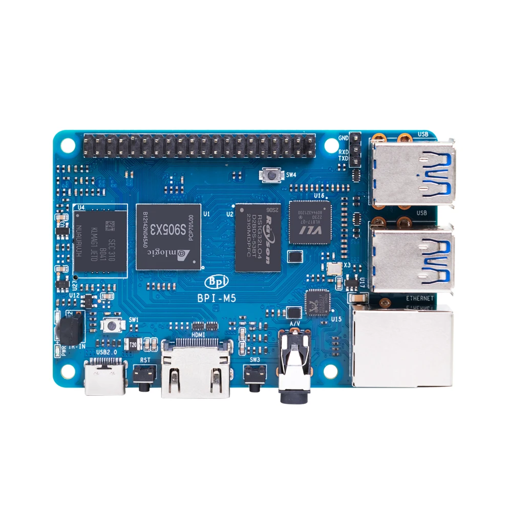 Banana PI BPI-M5 Amlogic S905X3 Quad Core ARM Mali G31 4GB LPDDR4 RAM 16GB eMMC Flash Support Linux Ubuntu Debian Single Board