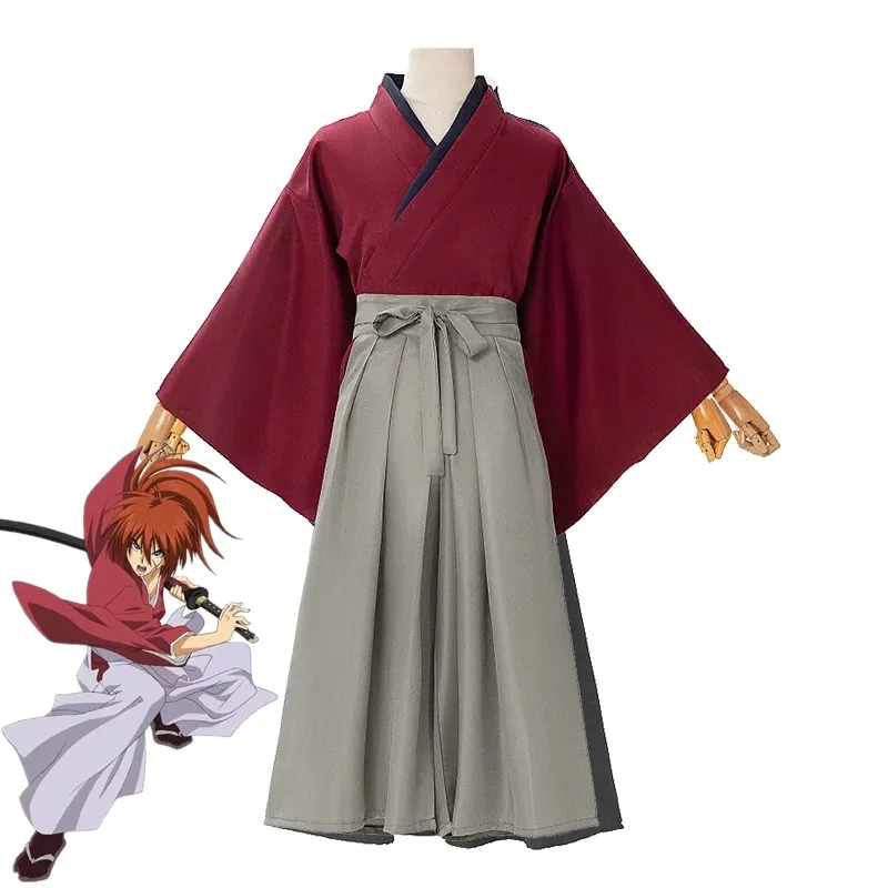 

Аниме Rurouni Kenshin Himura Kenshin Косплей Взрослый костюм унисекс Самурайская форма Кимоно Кендо Полный комплект аксессуаров наряды