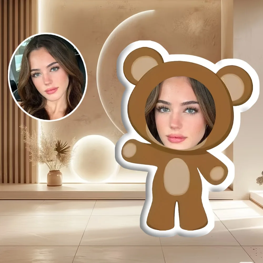 Customized Photo Personalized Pillow, Doll Bear Pillow, Perfect Holiday Gift for Friends, Family, and Colleagues