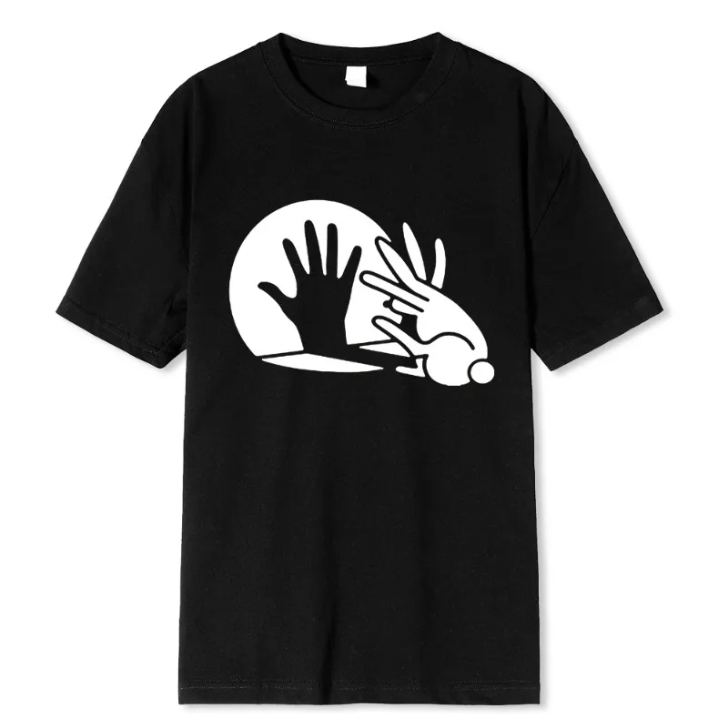 Men Women Funny Rabbit Shirt Animal Bunny Lover Shadow Play Pun Gift T-Shirt Oversized Tops Shirt Prevailing  Cotton T Shirt