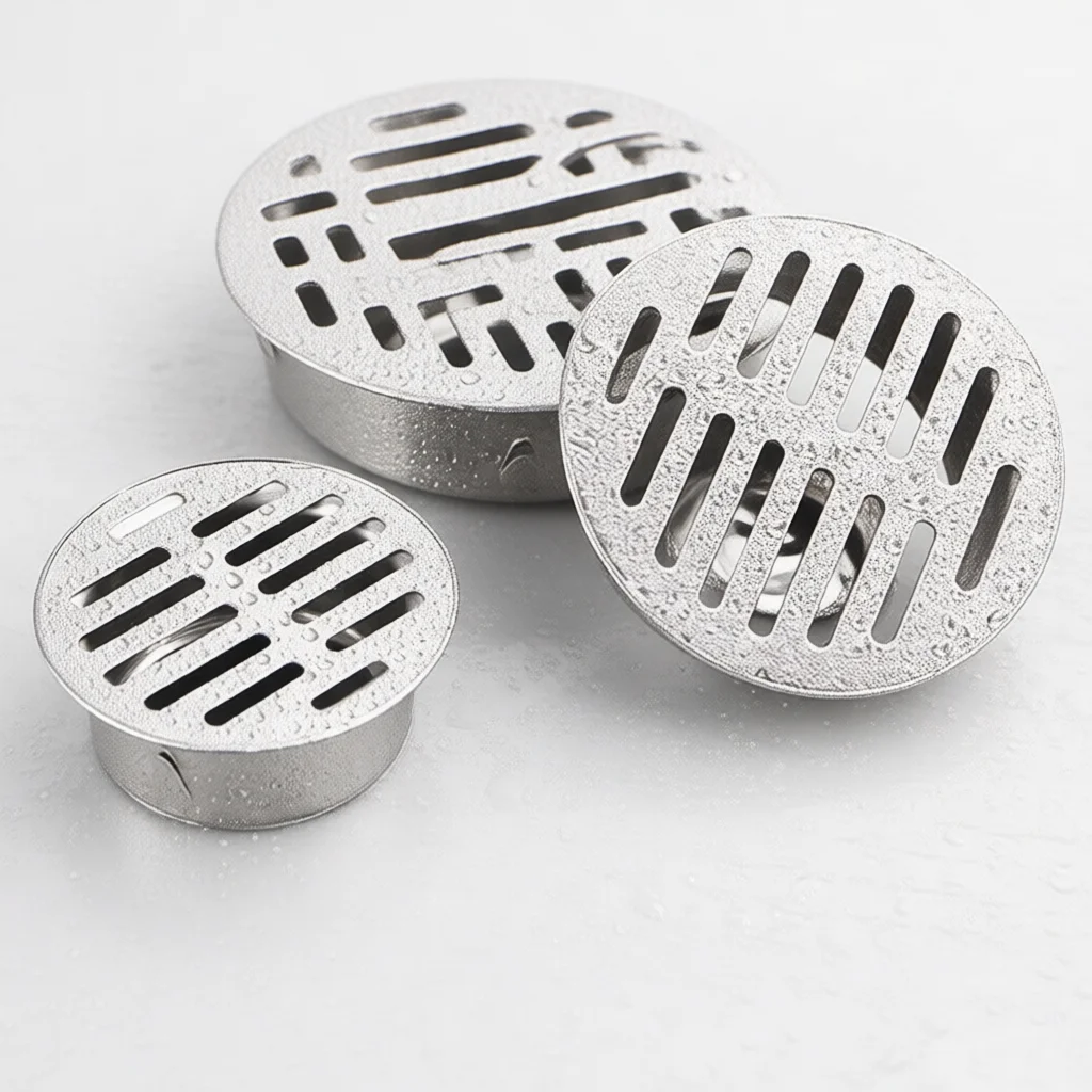 304 Stainless Steel Flat Floor Drain Outdoor Balcony Sewer Strainer Anti Clogging Grid Cover Roof Terrace Water Filter