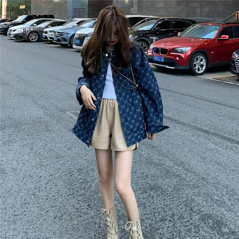 Denim Jacket Female Korean Version Loose 2021 Autumn Leisure All-Match Thin Jacket New Chic Long-Sleeved Top