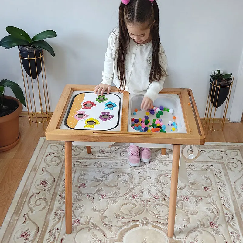 Children Montessori Games Fine Movement Training Sensory Tray Board Games Wooden Color Sorting Parish Learning Educational Toys