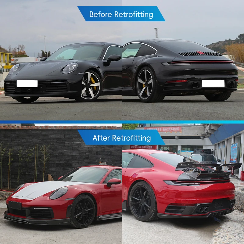 Classic Car Restomod Body Kits2018-2019 Car Upgrade For Style Wet Carbon Fiber Fog Light Front/Rear Lip Side Skirt Spoiler Bolt-