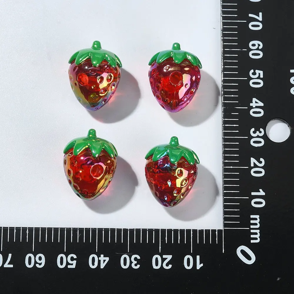 PandaHall 20 Stück 20mm Acryl-Erdbeerperlen Transparente AB-Beschichtete Fruchtperlen Schillernde Erdbeerperlen für Schmuckherstellung – Detail 6