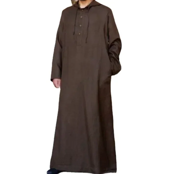 Uomini Semplice Stile Lungo Abito Musulmano Abaya Abito Lungo Arabia Saudita A Righe Abaya Marocchino Caftano Islam Dubai Arabo Musulmano 2024 S-5XL