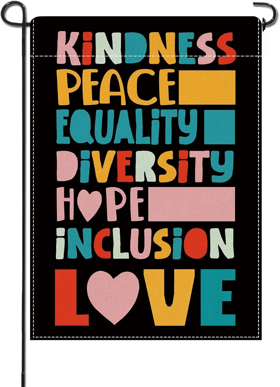 Artofy Kindness Peace Equality Diversity Hope Inclusion Love Small Decorative Garden Flag, Pride Rainbow Yard Outside Decor, WWP
