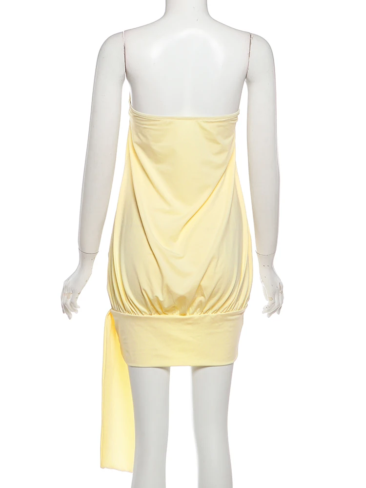 Sisterlinda Modisches Strandkleid für Damen, Partykleid, Klassisches Metall-Hohlbändchen, Rückenfrei, Dehnbar, Partykleid, Streetwear, Pfirsichfarben, Hüftbetont, Bodycon – Detail 5