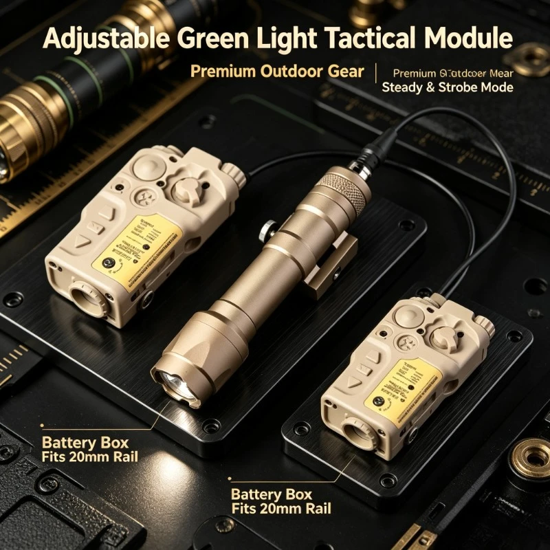 Outdoor Game Gear MountAccessories Adjustable Green Light Module Steady Strobe 20mm Rail Battery Box