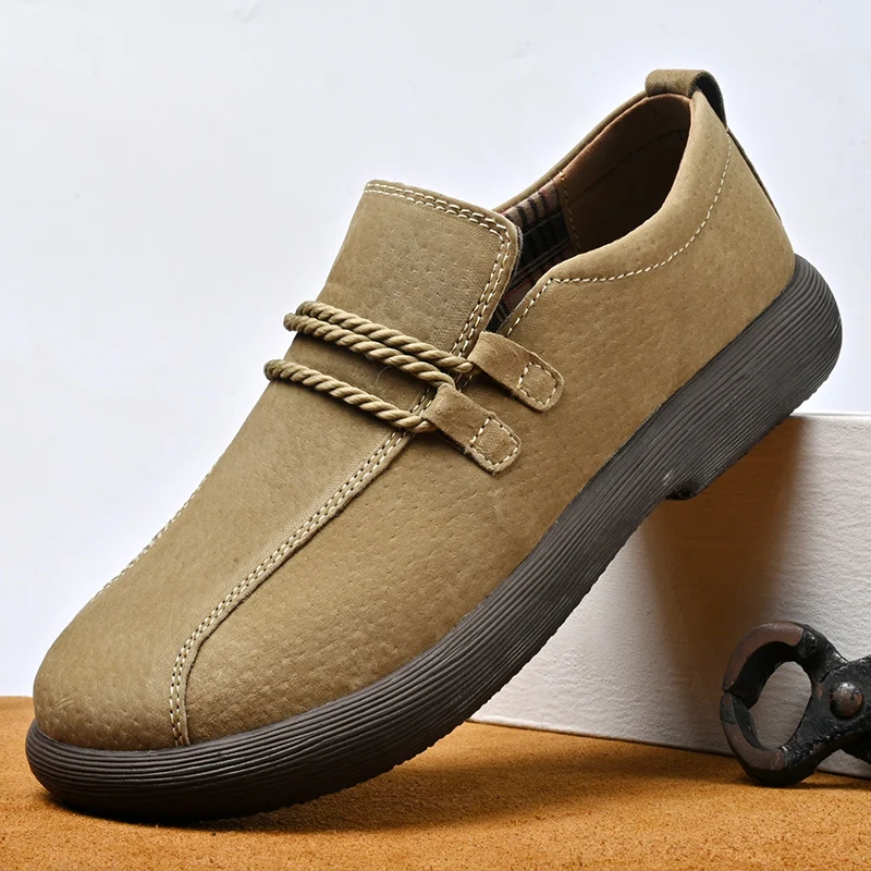 

Men's Leather Moccasin Loafers - Plus-Size Slip-On Driving Shoes, Outdoor Casual Lazy Comfort Footwear
