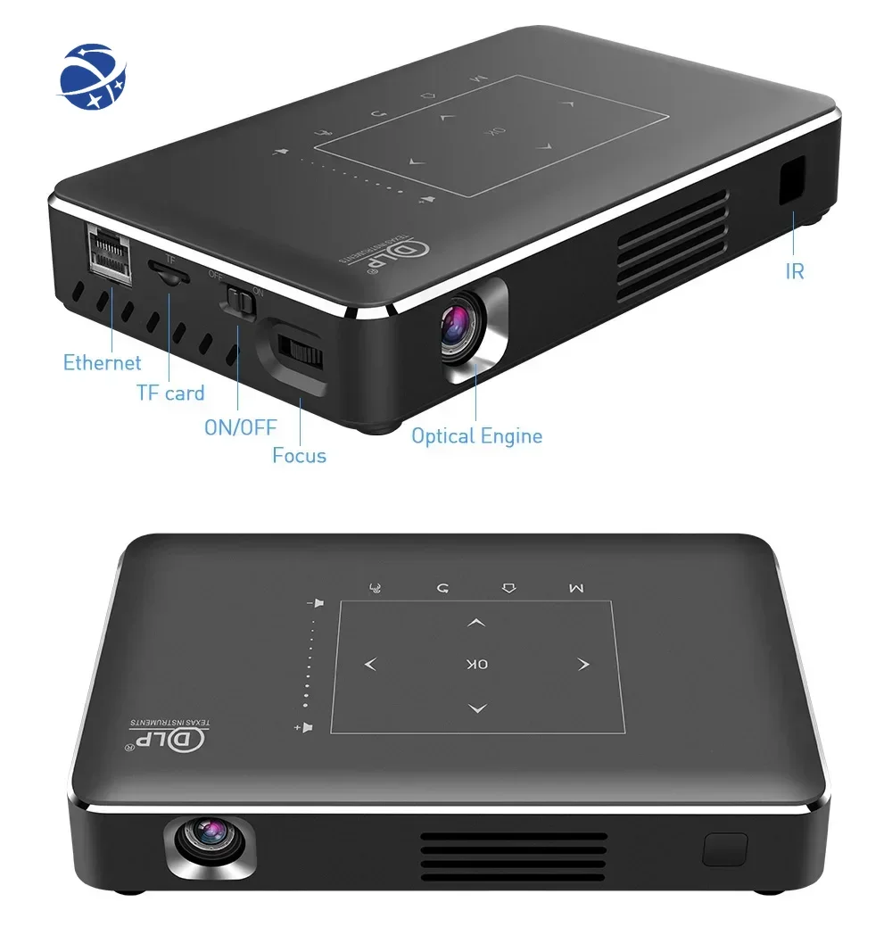 

FLYIN P10-II Mini 4K 3D Android DLP Projector LED Lamp Manual Lens Smart Portable Video Projector US Plug Outdoor Education