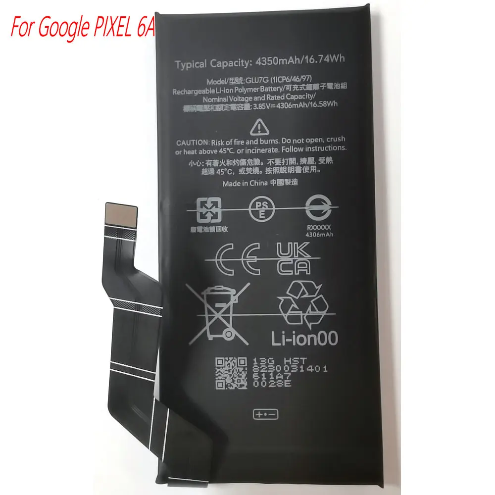 

Сменный аккумулятор GLU7G на 2025 года для мобильного телефона Google PIXEL 6A 1ICP6/46/97