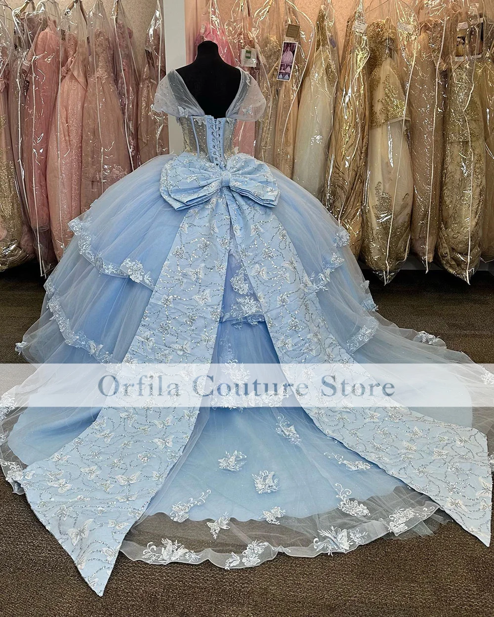 

Light Blue Quinceanera Dresses 2023 Lace Applique Vestidos De XV Años Mexican Girls Sweet 15 Birthday Gowns