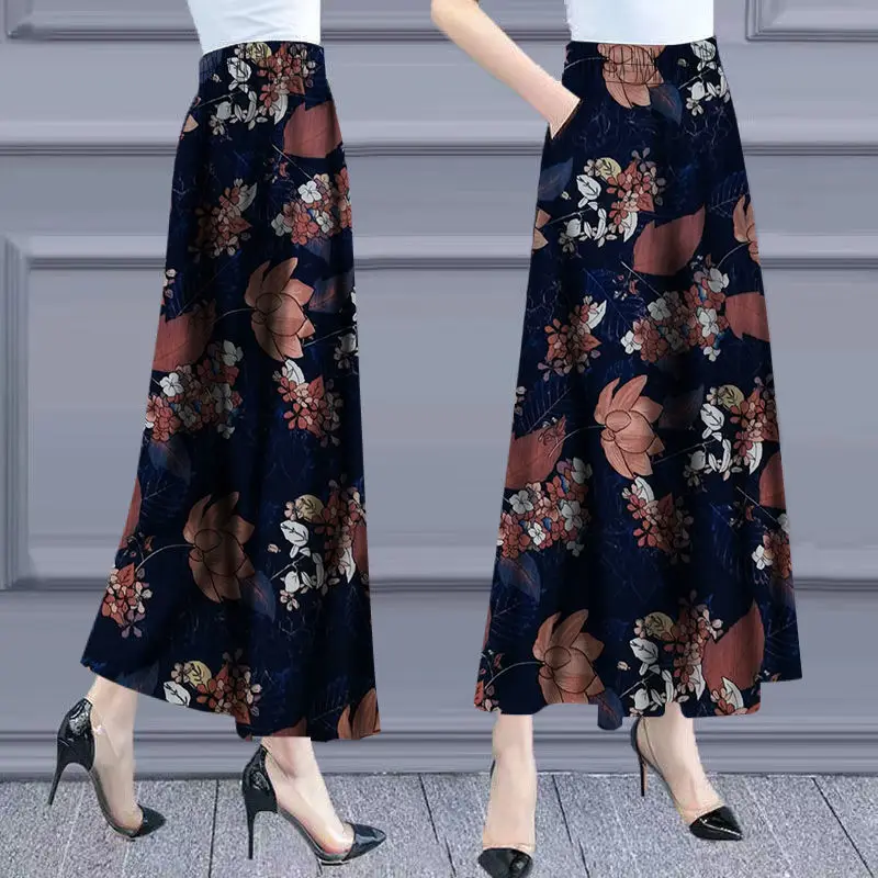 Oversize Vintage Y2k Woman Clothing Casual Wide Leg Pants Spring Summer Elastic High Waist Korean Fashion Printed Loose Trousers