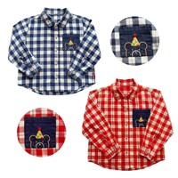 Vintage Plaid Shirt for Boys & Girls Cute Bear Soft Cotton | Kids Long Sleeve Layering Shirt Premium Quality Casual Wear90-140