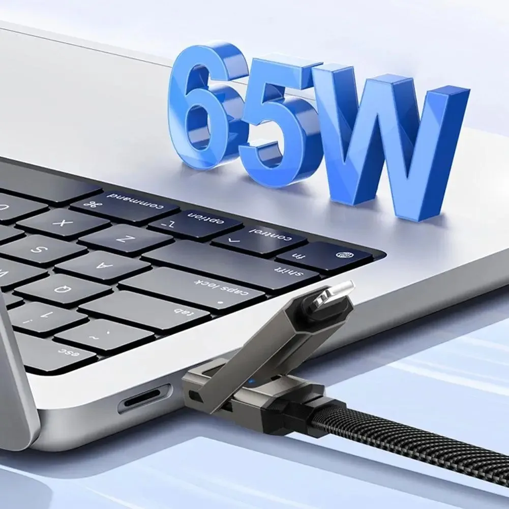 In* Stock 4 in 1 65W Keychain* Charging Cable USB C Cable with V/A/W Display Type C for Portable Cord for Laptop Mobile Phone