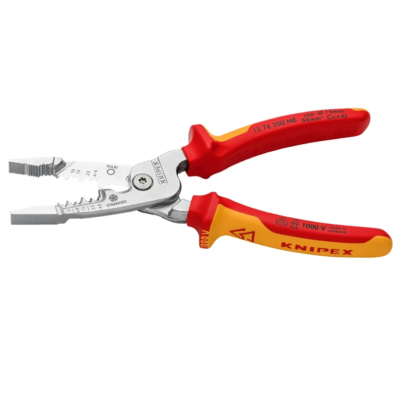 KNIPEX 13 76 200 ME Insulated Electrician\'s Metric Wire Stripper Plier VDE Tested Chrome-Plated 200 mm