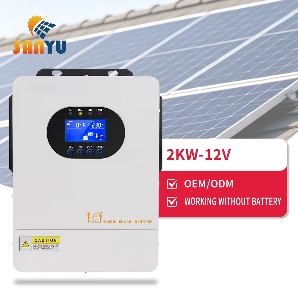 Hybrid Solar Inverter 2KW 12V Single Phase WIFI MPPT Solar Charge Controller 100A PV Inverter Pure Sine Wave Off Grid Inverter