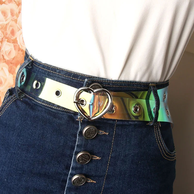 2022 new Korean version of the girl's eye-catching decorative belt peach heart-shaped buckle fashion all-match belt