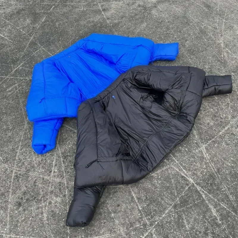 

24ss Blue Kanye PUFFER JACK Parkas Women Solid Color Velvet Thicken Keep Warm Down Jackets Men Oversized Coats