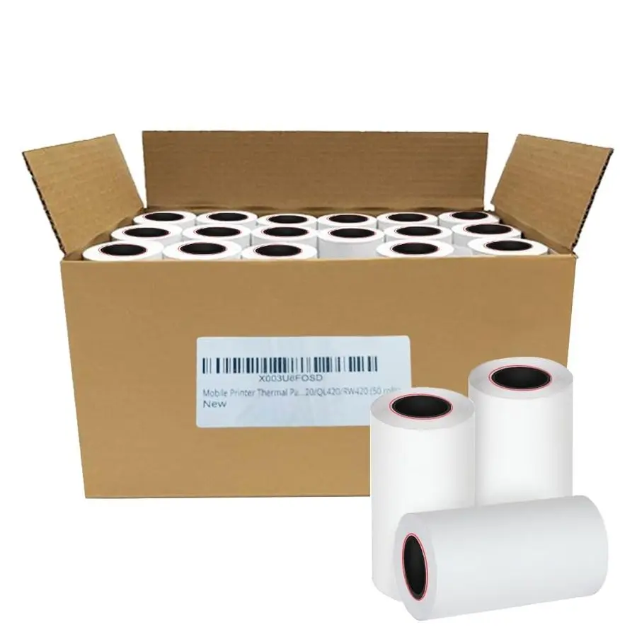 ゼブラプリンターZQ520、QL420、RW420、ZQ500、P4T対応プリンター用紙ロール、80フィートの感熱レシート用紙、50ロール、ラボ用ではありません
