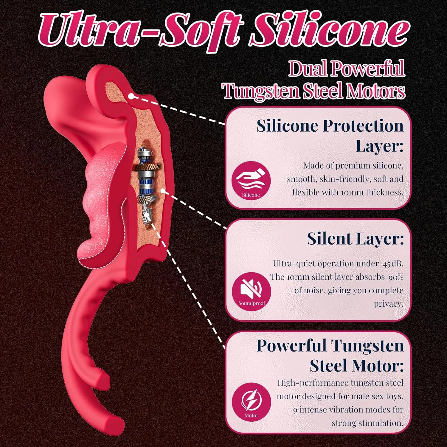 Male Masturbator Vibrating Cock Ring Realistic Tongue-Shape Clitoral Vibrator Penis Ring Adult Sex Toys for Men Enhanced Couple view 4