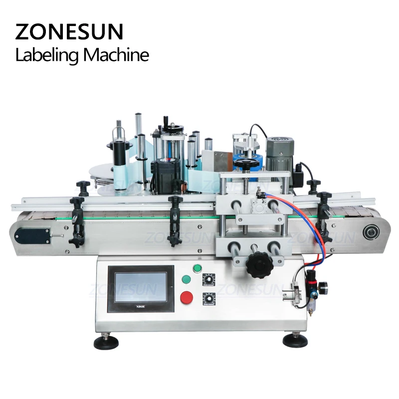 ZONESUN ZS-TB500 Máquina Etiquetadora Automática de Botellas de Jabón Líquido, 2 Lados con Codificador