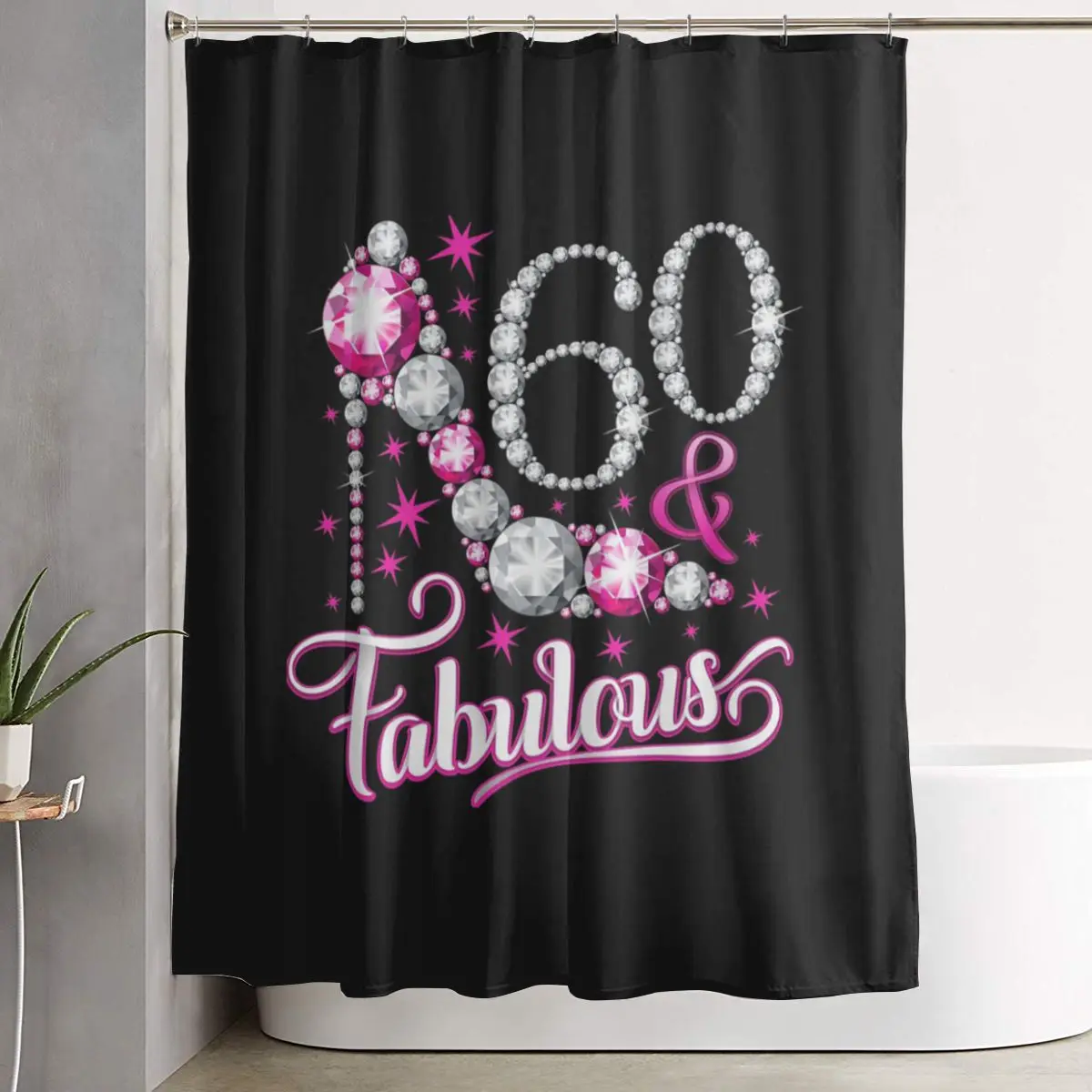 

Дизайн к 60-летию. Занавеска для душа 60 And Fabulous Lady's, полиэстеровая, водонепроницаемая, для ванной комнаты, с крючками