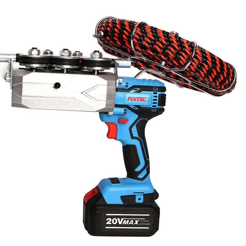 2025 FIXTEC 20V Lithium Electric Threading Machine Automatic Electrical Power Tool Pipe Threader Wire Stringing Threading Machin