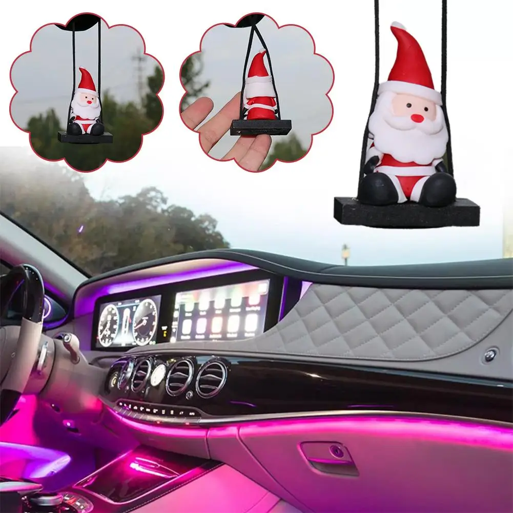 Christmas Car Pendant Car Interior Decoration Climbing Santa Claus Rearview Mirror Pendant Christmas Tree Car Ladder U4K1