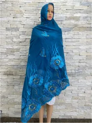 2023 New Dubai Spring Scarf For Muslim Women African Cotton Sequins Embroidery Hijab Islam Pashmina Turban Fashion Headscarf