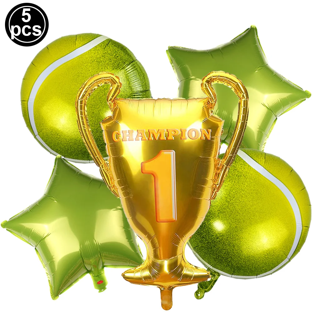 Tennis Theme Disposable Tableware Paper Plate Cup Napkin Tennis Racket Balloon Kids Boys Sport Tennis Birthday Party Decor